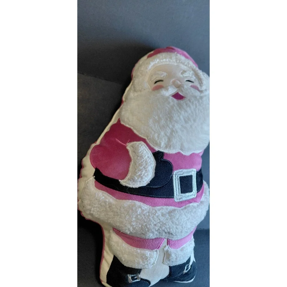 soft plush pink Santa holiday throw pillow Collectible Decor Pastel Style Sweet